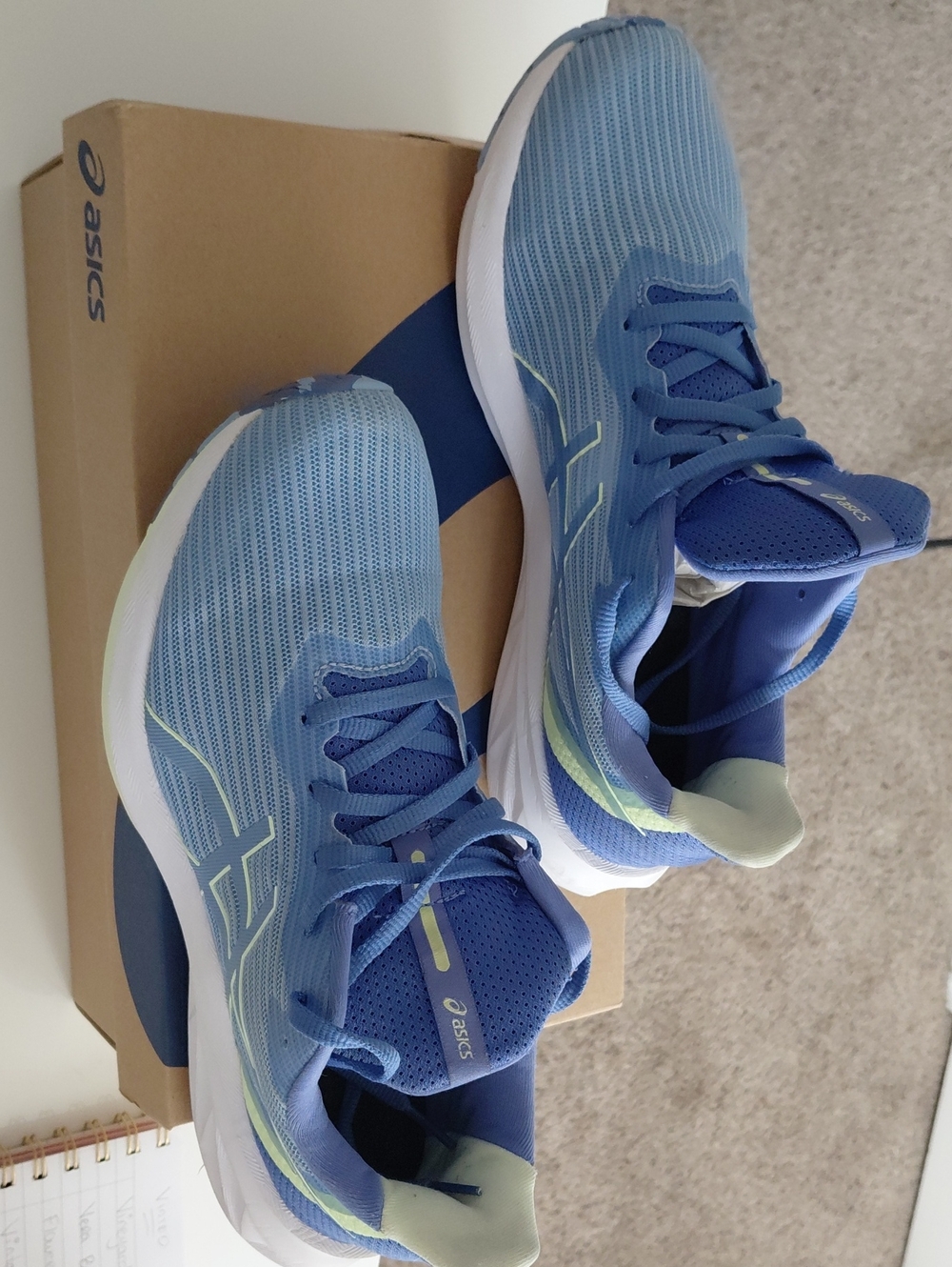 Asics Light Blue and Pale Green Men’s Running Sneakers
